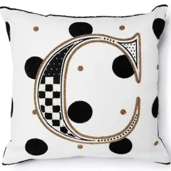 MacKenzie-Childs Monogram C Beaded Throw Pillow< Pillows, Throws, & Cushions