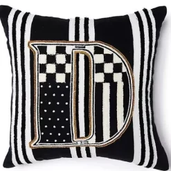 MacKenzie-Childs Monogram D Beaded Throw Pillow< Pillows, Throws, & Cushions
