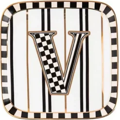 MacKenzie-Childs Monogram Dish - V< Dinnerware & Flatware