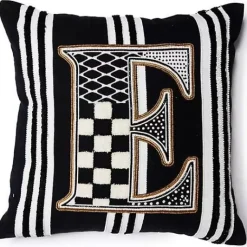 MacKenzie-Childs Monogram E Beaded Throw Pillow< Pillows, Throws, & Cushions