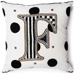 MacKenzie-Childs Monogram F Beaded Throw Pillow< Pillows, Throws, & Cushions