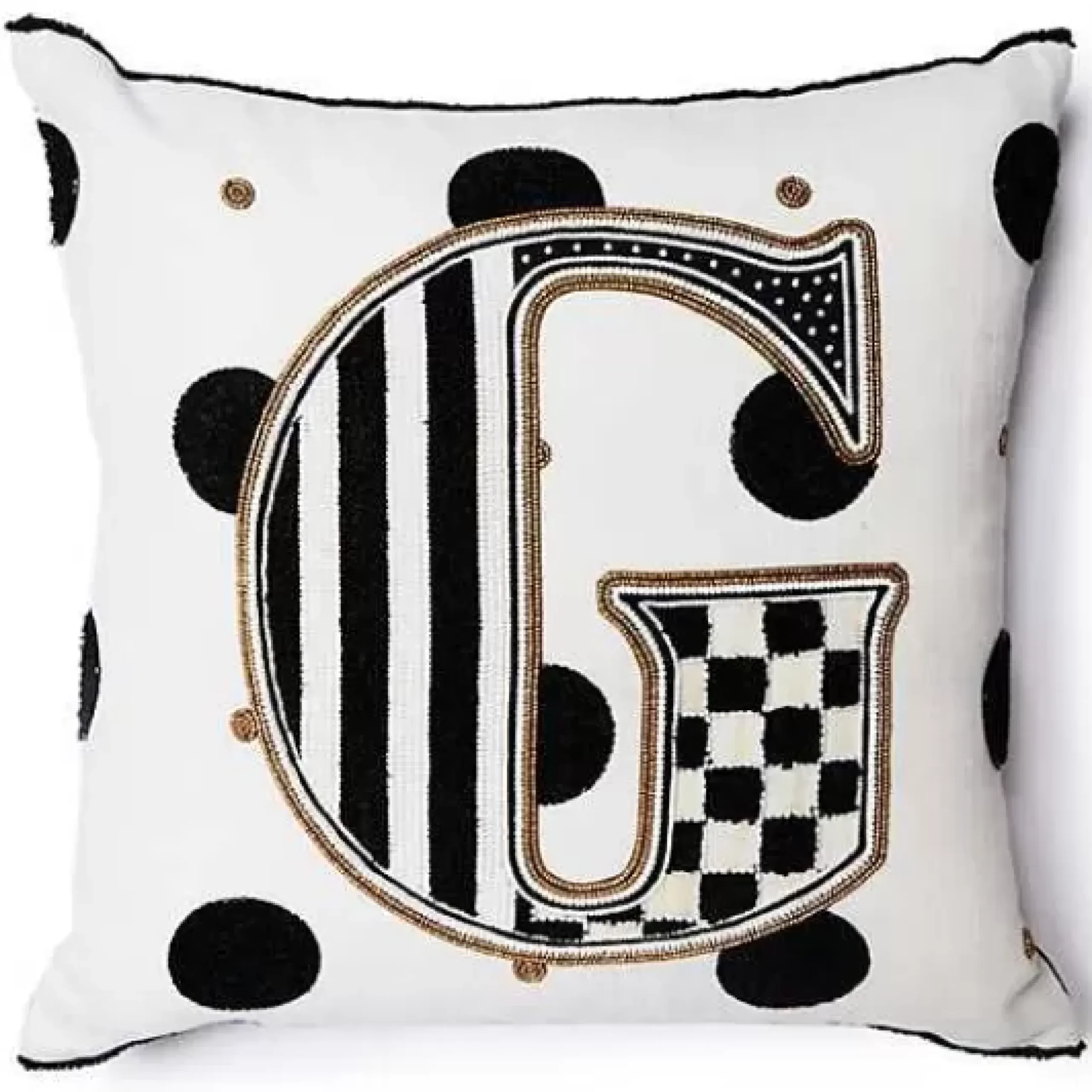 MacKenzie-Childs Monogram G Beaded Throw Pillow< Pillows, Throws, & Cushions