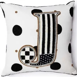 MacKenzie-Childs Monogram J Beaded Throw Pillow< Pillows, Throws, & Cushions