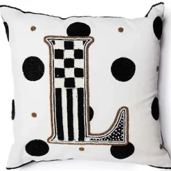 MacKenzie-Childs Monogram L Beaded Throw Pillow< Pillows, Throws, & Cushions