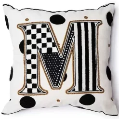 MacKenzie-Childs Monogram M Beaded Throw Pillow< Pillows, Throws, & Cushions