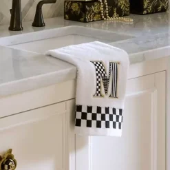 MacKenzie-Childs Monogram M Check Hand Towel< Bath & Bath Accessories