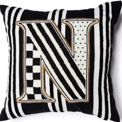 MacKenzie-Childs Monogram N Beaded Throw Pillow< Pillows, Throws, & Cushions
