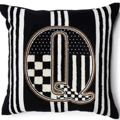 MacKenzie-Childs Monogram Q Beaded Throw Pillow< Pillows, Throws, & Cushions