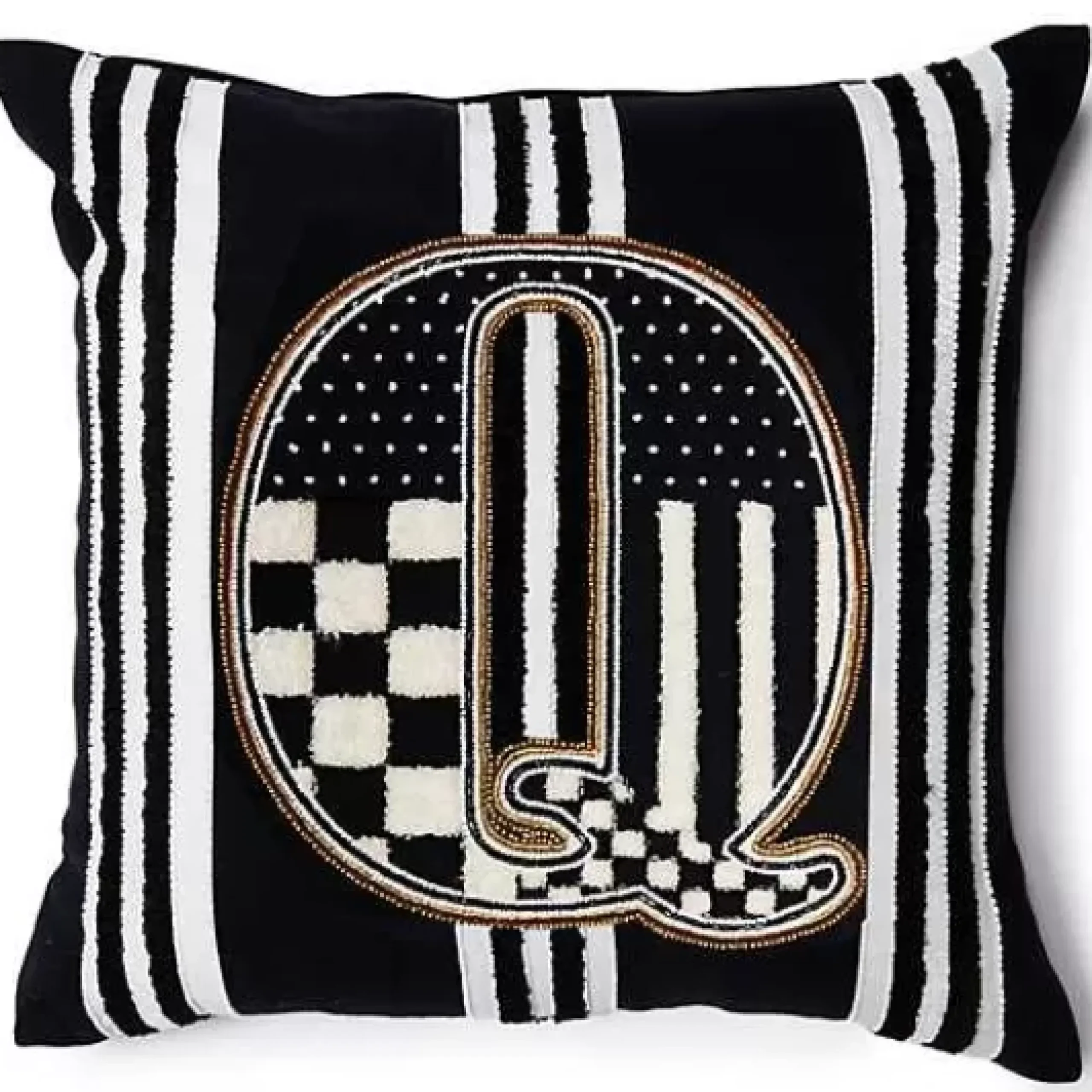 MacKenzie-Childs Monogram Q Beaded Throw Pillow< Pillows, Throws, & Cushions