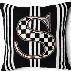 MacKenzie-Childs Monogram S Beaded Throw Pillow< Pillows, Throws, & Cushions