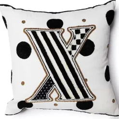 MacKenzie-Childs Monogram X Beaded Throw Pillow< Pillows, Throws, & Cushions