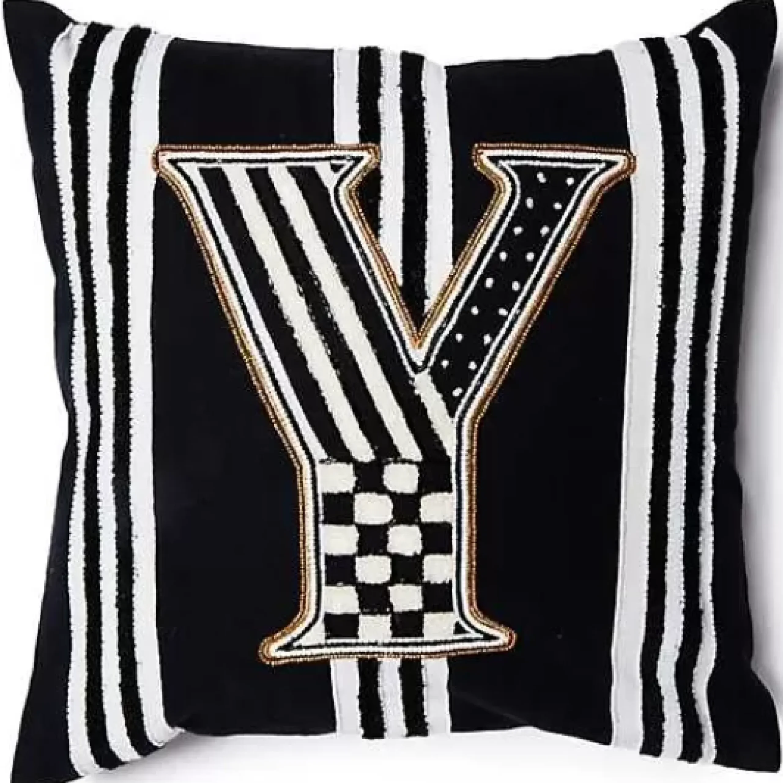 MacKenzie-Childs Monogram Y Beaded Throw Pillow< Pillows, Throws, & Cushions