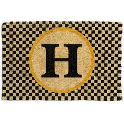 MacKenzie-Childs Monogrammed H Entrance Mat< Outdoor|Rugs