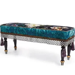 MacKenzie-Childs Moonlight Garden Floral Scuttlebutt Bench< Living Room|Bedroom
