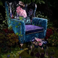 MacKenzie-Childs Moonlight Garden Footstool< Living Room