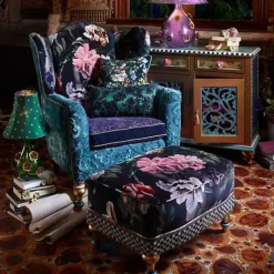 MacKenzie-Childs Moonlight Garden Rumor Has It Ottoman< Living Room