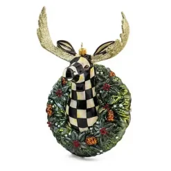 MacKenzie-Childs Moose Head Wreath Glass Ornament< Holiday