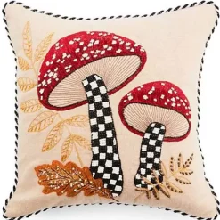 MacKenzie-Childs Mushroom Check Beaded Throw Pillow< The Fall Shop|Pillows, Throws, & Cushions