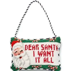 MacKenzie-Childs Needlepoint Santa Ornament< Holiday