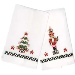 MacKenzie-Childs Nutcracker  Tree Guest Towels, Set of 2< Holiday|Bath & Bath Accessories