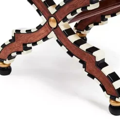 MacKenzie-Childs On Wall Street Stripe Cushioned Accent Stool< Bedroom|Living Room