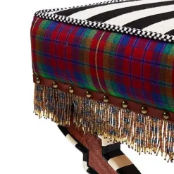 MacKenzie-Childs On Wall Street Stripe Cushioned Accent Stool< Bedroom|Living Room