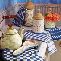 MacKenzie-Childs Parchment Check 2 Quart Tea Kettle< Tea Kettles