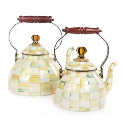 MacKenzie-Childs Parchment Check 2 Quart Tea Kettle< Tea Kettles