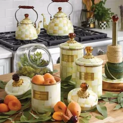 MacKenzie-Childs Parchment Check Medium Canister< Room Accents|Kitchen Storage & Organization