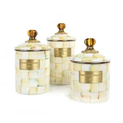 MacKenzie-Childs Parchment Check Medium Canister< Room Accents|Kitchen Storage & Organization