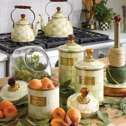 MacKenzie-Childs Parchment Check Small Canister< Room Accents|Kitchen Storage & Organization
