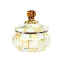 MacKenzie-Childs Parchment Check Squashed Pot< Bath & Bath Accessories|Room Accents