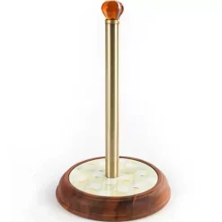 MacKenzie-Childs Parchment Check Wood Paper Towel Holder< Kitchen Storage & Organization