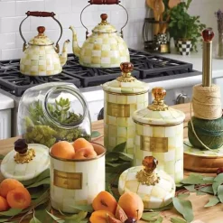 MacKenzie-Childs Parchment Check Wood Paper Towel Holder< Kitchen Storage & Organization