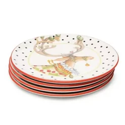 MacKenzie-Childs Patience Brewster Dash Away Dessert Plates, Set of 4< Holiday|Dinnerware & Flatware