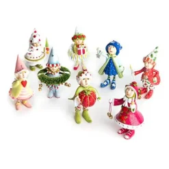 MacKenzie-Childs Patience Brewster Dash Away Elves Mini Ornaments Set< Holiday