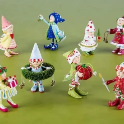 MacKenzie-Childs Patience Brewster Dash Away Elves Mini Ornaments Set< Holiday