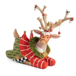 MacKenzie-Childs Patience Brewster Dash Away Sitting Prancer Reindeer Figure< Holiday|Room Accents
