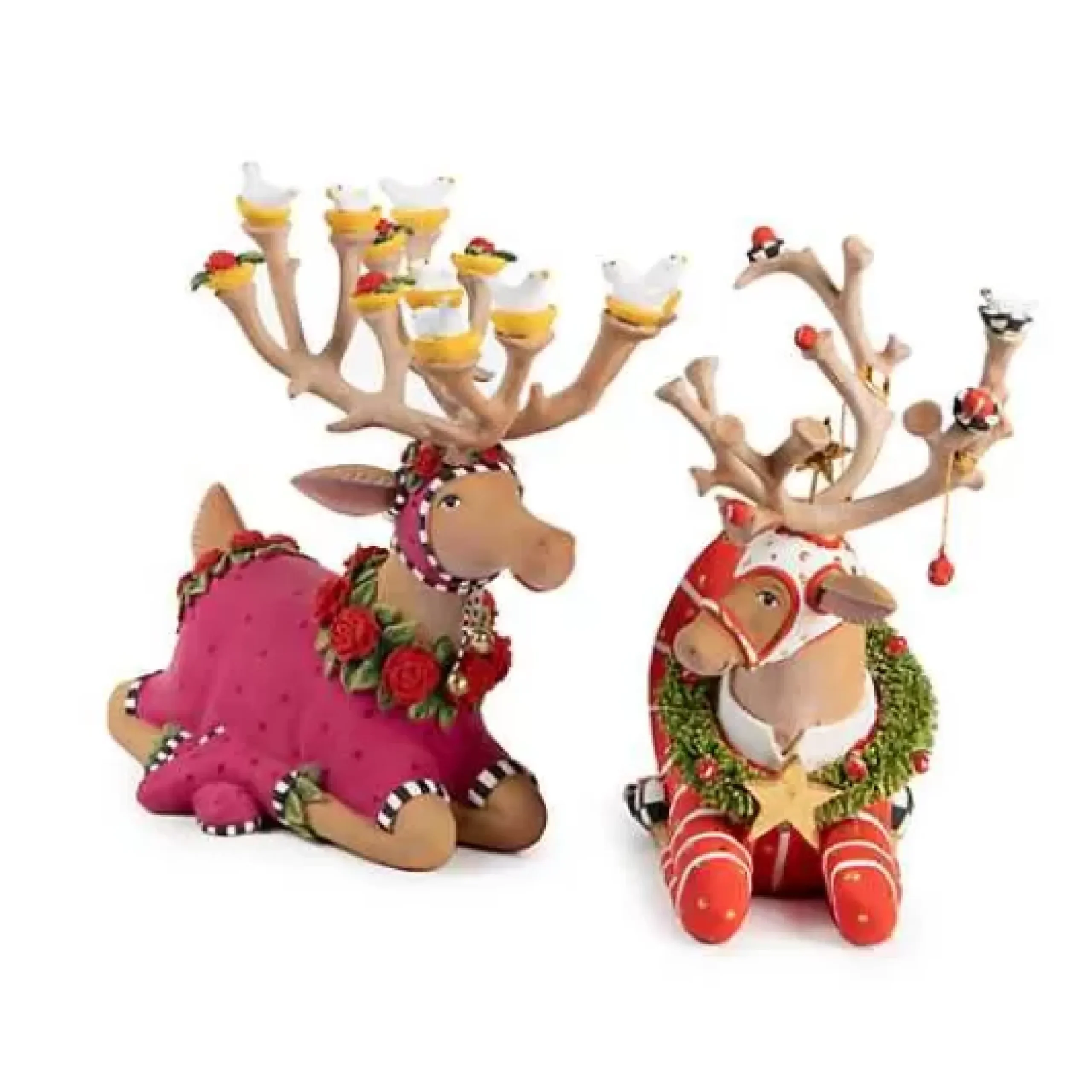 MacKenzie-Childs Patience Brewster Dash Away Sitting Prancer Reindeer Figure< Holiday|Room Accents