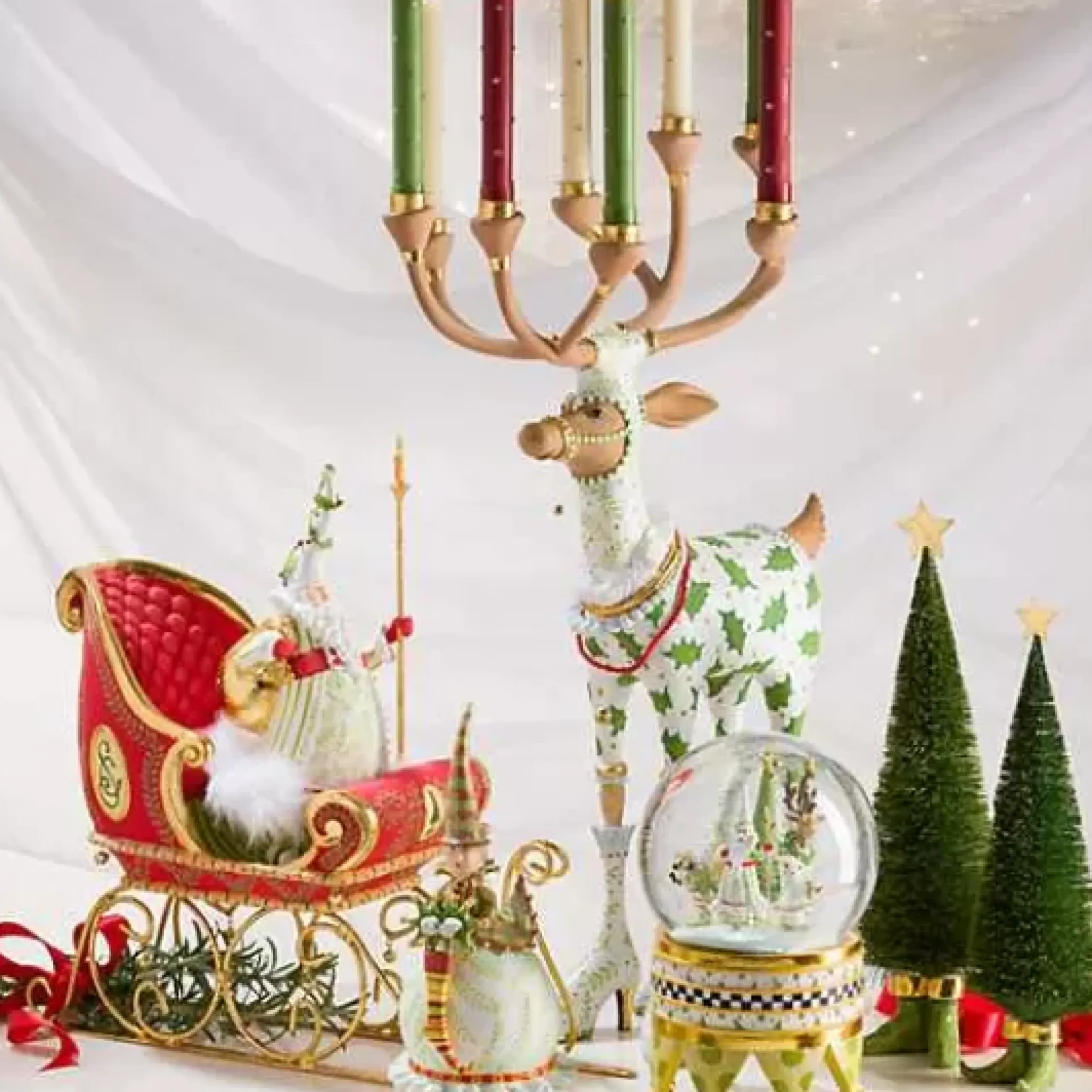MacKenzie-Childs Patience Brewster Dash Away Candlelight Santa Figure< Holiday|Room Accents