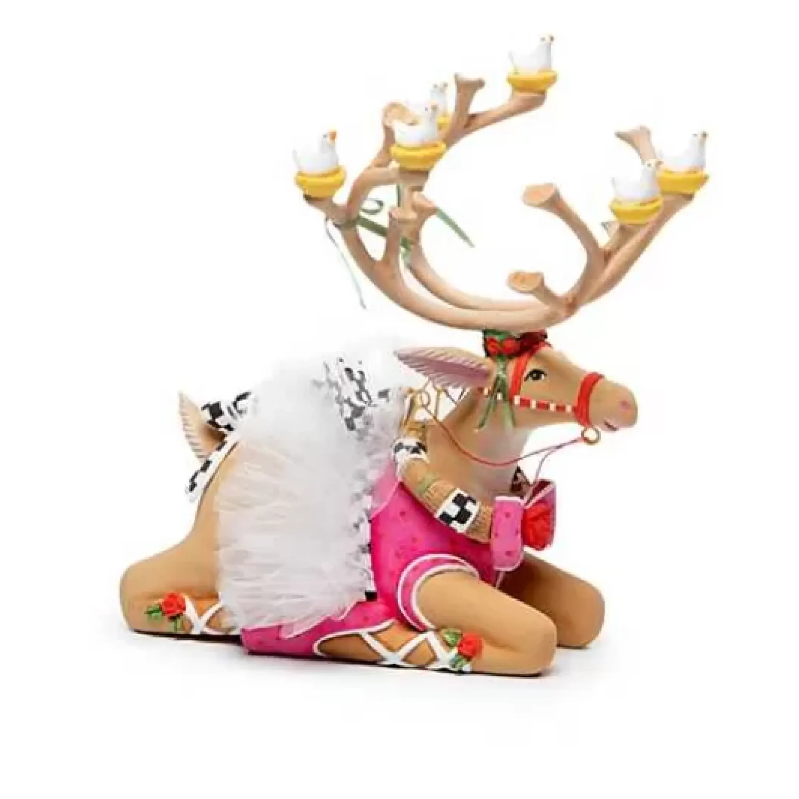 MacKenzie-Childs Patience Brewster Dash Away Sitting Dancer Reindeer Figure< Holiday|Room Accents