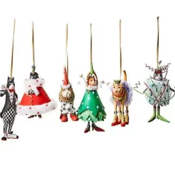 MacKenzie-Childs Patience Brewster Mini Cat Ornaments, Set of 6< Holiday|Decor Sets