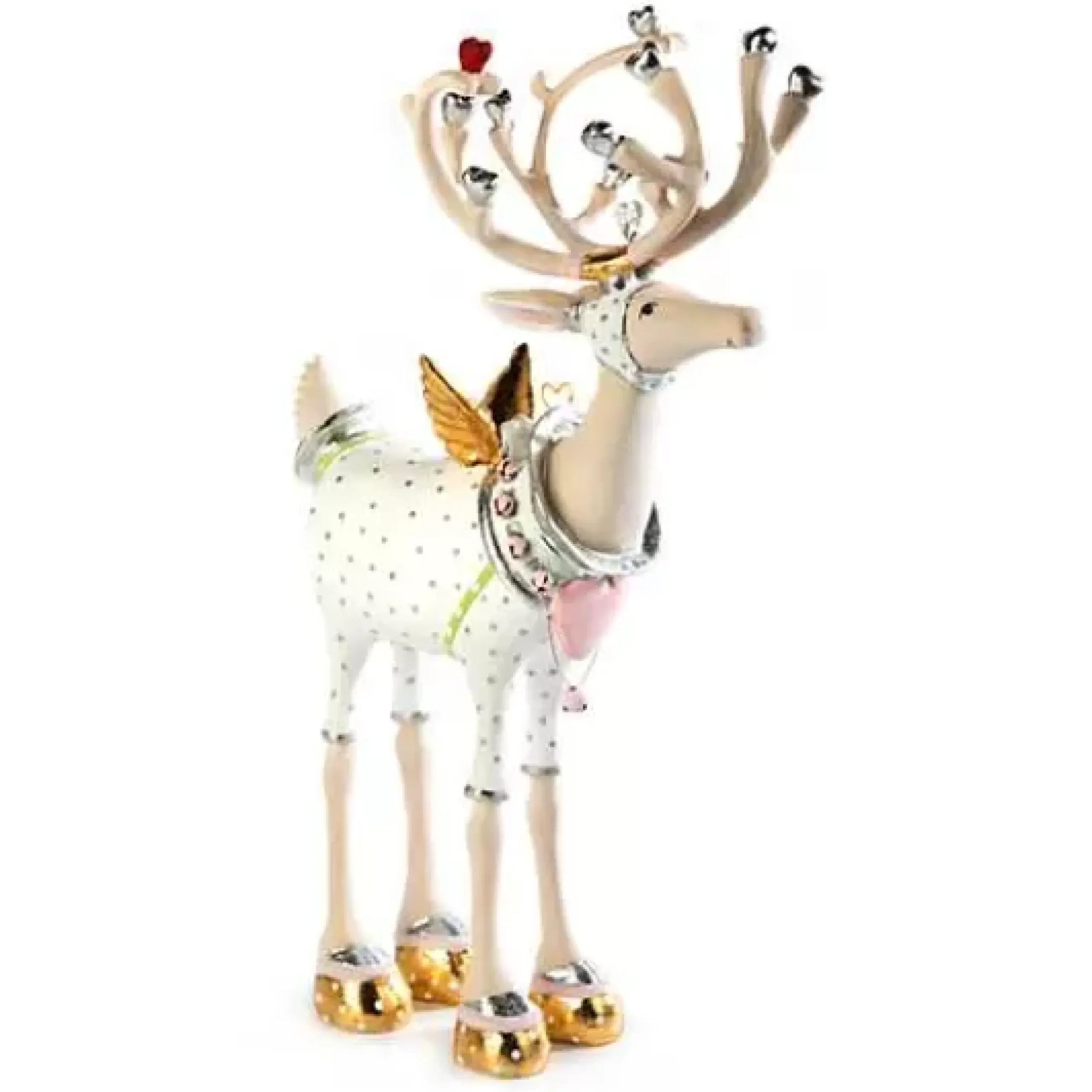 MacKenzie-Childs Patience Brewster Moonbeam Cupid Reindeer Figure< Holiday|Room Accents