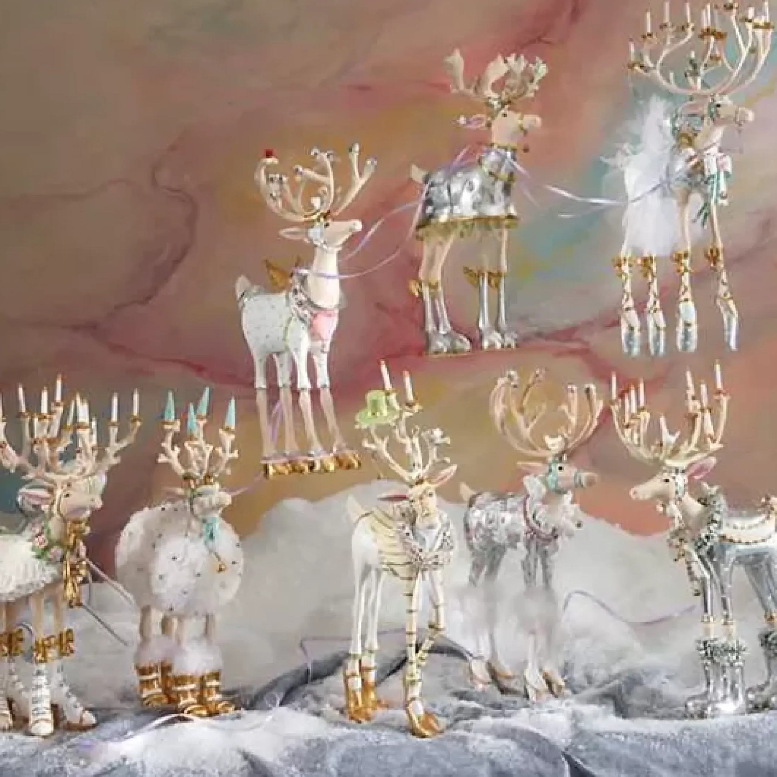 MacKenzie-Childs Patience Brewster Moonbeam Cupid Reindeer Figure< Holiday|Room Accents