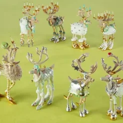 MacKenzie-Childs Patience Brewster Moonbeam Reindeer Mini Ornaments Set< Holiday