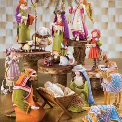 MacKenzie-Childs Patience Brewster Nativity Piping Girl with Kitten Figures< Holiday|Room Accents