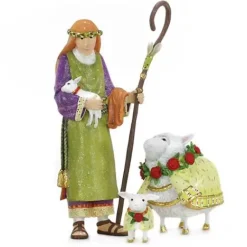 MacKenzie-Childs Patience Brewster Nativity Shepherd  Sheep Figures< Holiday|Room Accents
