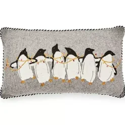 MacKenzie-Childs Penguin Lumbar Pillow< Pillows, Throws, & Cushions