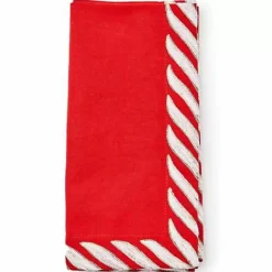 MacKenzie-Childs Peppermint Red Napkin< Table Accessories|Kitchen & Table Linens