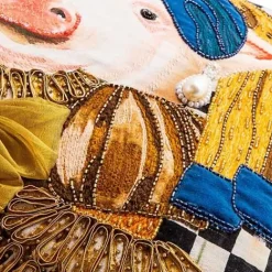 MacKenzie-Childs Pig With Pearl Earring Throw Pillow< Pillows, Throws, & Cushions